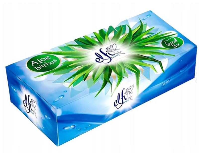 Chusteczki higieniczne Elfi 3 warstwowe w pudełku Aloes 90 szt.