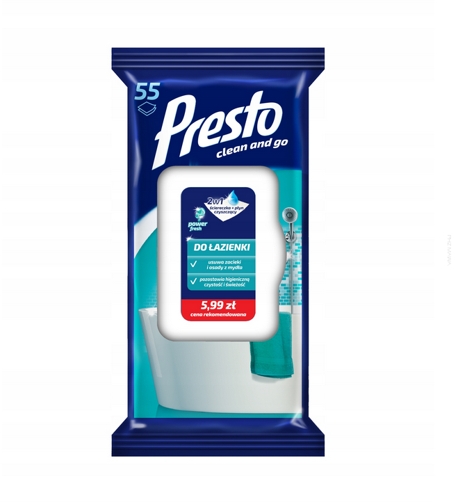 Presto Clean ścierka do łazienki 55 szt